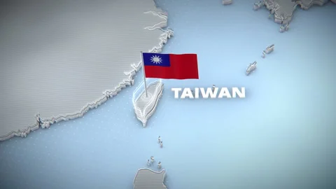 3D Map Of Taiwan With Waving Flag And Pulsating Highlight Vidéo 335078706
