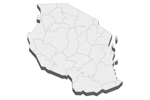 3D Map Of Tanzania Illustrazione stock