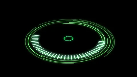 3D Map Target Icon X60 Degrees Green Meter Animation Loop Stock Footage 343005152
