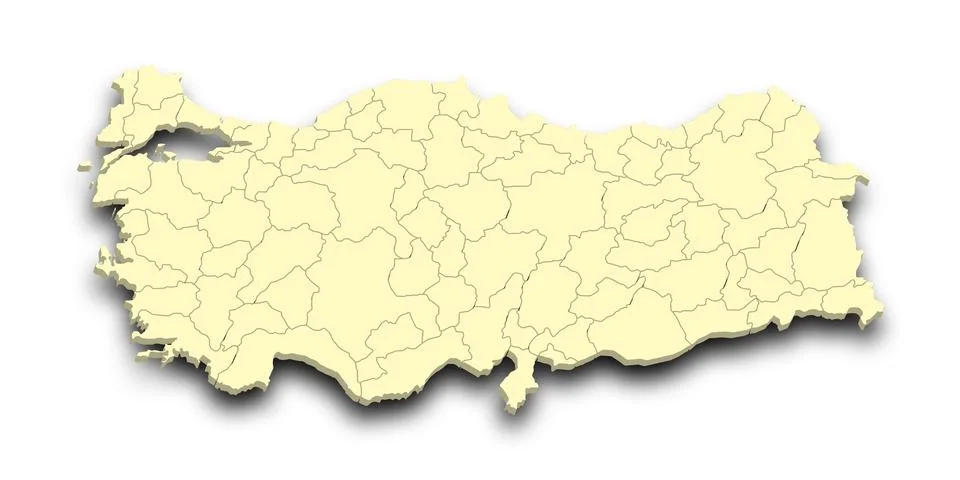 3d Map of Turkey with state and color.  Trkiye country map Stock Illustration