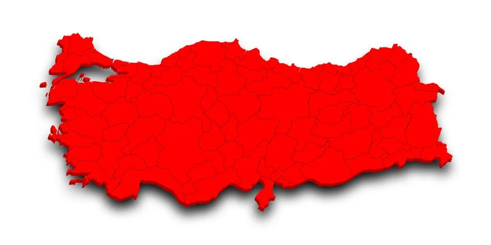 3d Map of Turkey with state and color.  Trkiye country map Stock Illustration