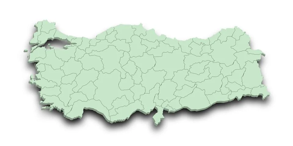 3d Map of Turkey with state and color.  Trkiye country map Stock Illustration