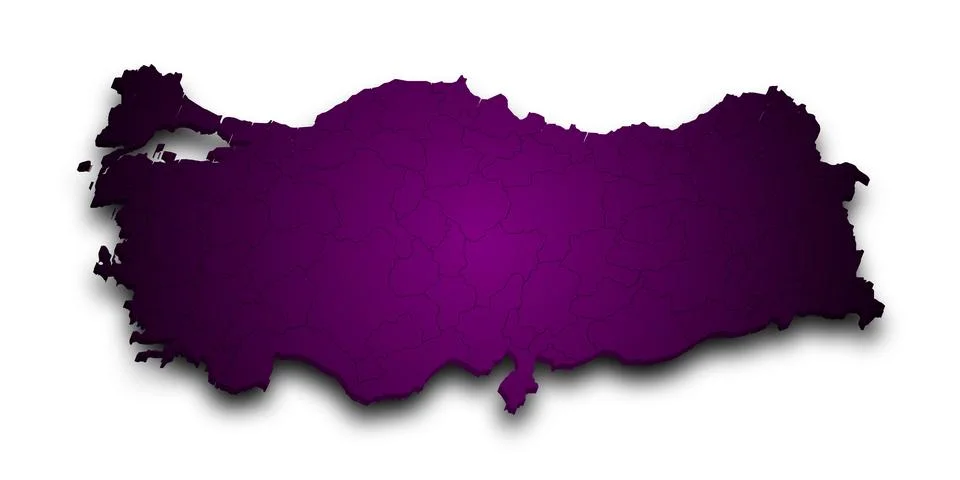 3d Map of Turkey with state and color.  Trkiye country map Stock Illustration
