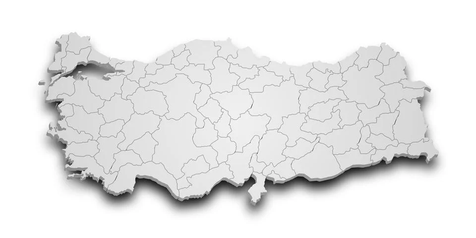 3d Map of Turkey with state and color.  Trkiye country map Stock Illustration