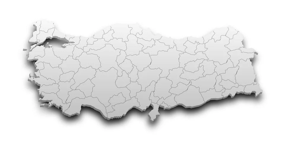 3d Map of Turkey with state and color.  Trkiye country map Stock Illustration