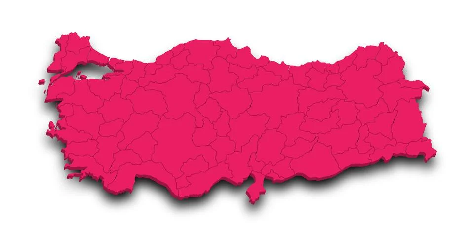 3d Map of Turkey with state and color.  Trkiye country map Stock Illustration