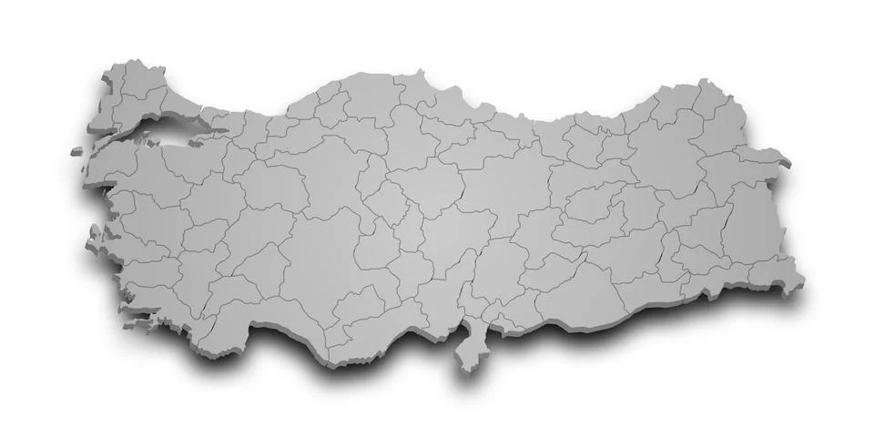 3d Map of Turkey with state and color.  Trkiye country map Stock Illustration