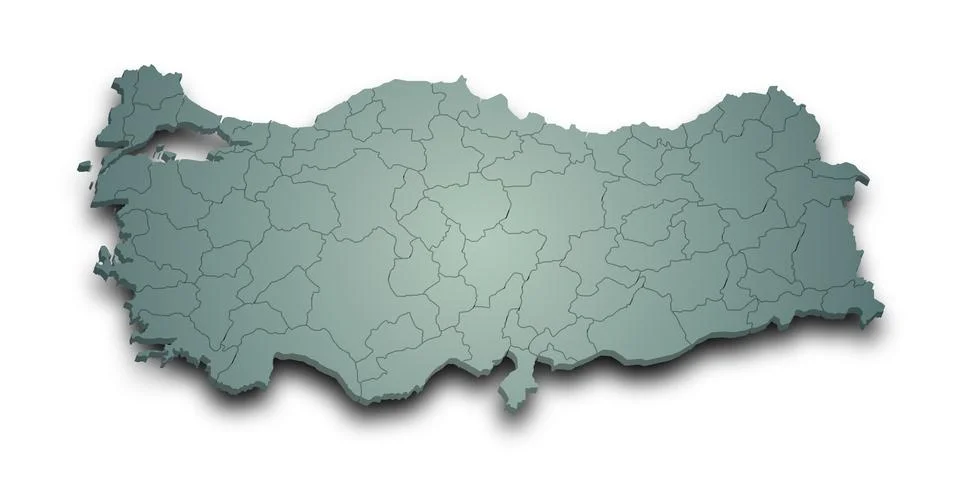 3d Map of Turkey with state and color.  Trkiye country map Stock Illustration