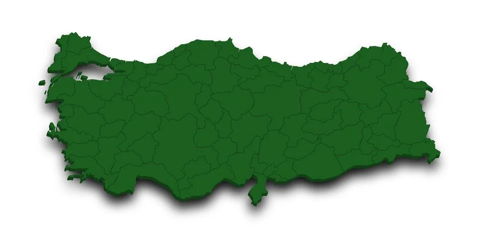 3d Map of Turkey with state and color.  Trkiye country map Stock Illustration