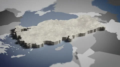 3D Map Turkey, Turk, Istanbul, Europe / Asia 4K Stock Footage 336119282