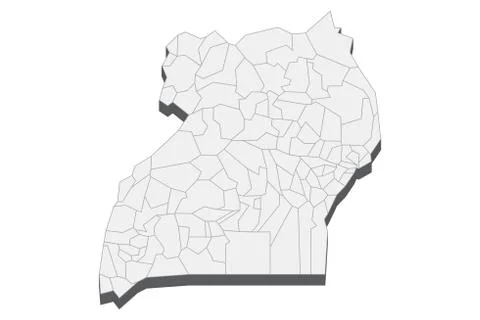 3D Map Of Uganda Illustrazione stock