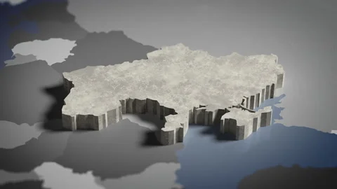 3D Map Ukraine, Ukrainian, Kyiv, Europe, 4K Stock Footage 336119786