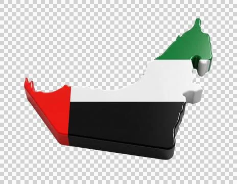 3d map of United Arab Emirates with flag overlay on transparent background Stock Illustration