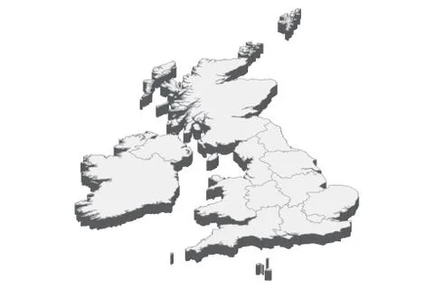 3D Map Of United Kingdom Illustrazione stock