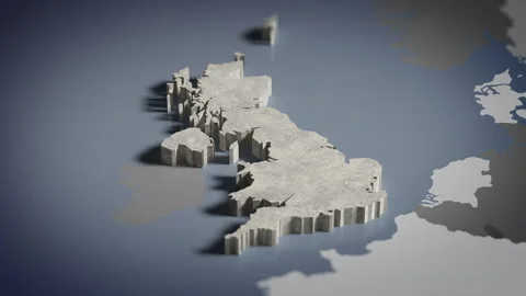 3D Map United Kingdom, UK, Britain, England, Briton, London, Europe, 4K Stock Footage 336119659