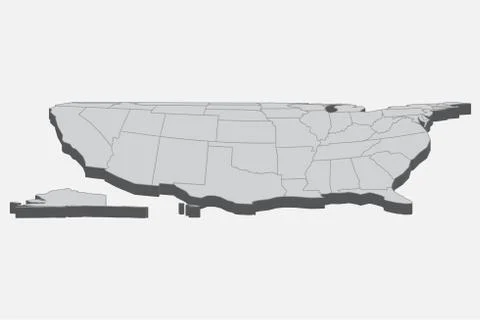 3D Map Of United States Stock Illustration