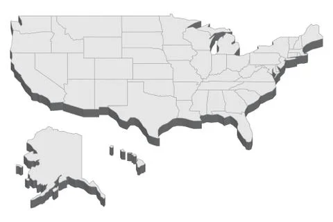 3D Map Of United States Stock Illustration