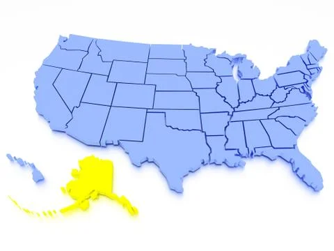 3D map of United States - State Alaska Stock Illustration