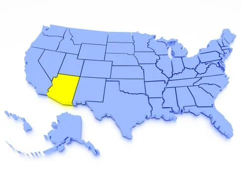 3D map of United States - State Arizona Stock Illustration