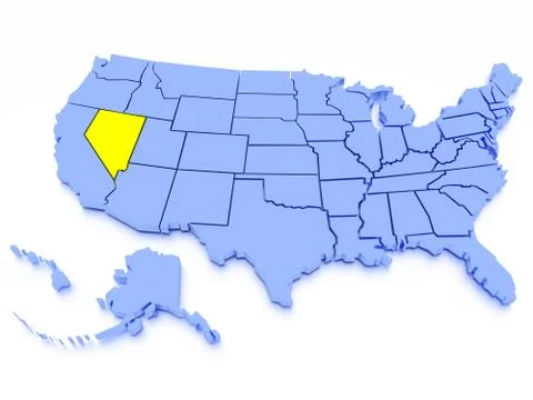 3D map of United States - State Nevada Stock Illustration