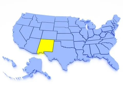 3D map of United States - State California Stock Illustration