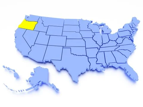 3D map of United States - State Oregon Stock Illustration