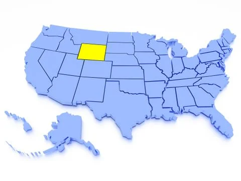 3D map of United States - State Wyoming Stock Illustration