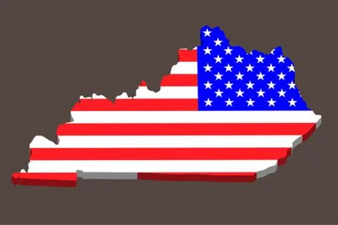 3D Map of the U.S. state of Kentucky with American Flag.Vector illustration Stock Illustration