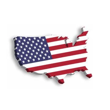 3D map of USA, aka United States of America, in a shape of US map. Vector Stock Illustration