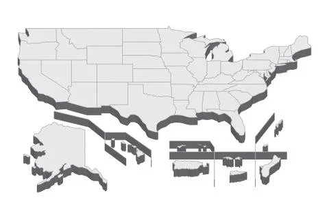 3D Map Of Usa Territories イラスト素材
