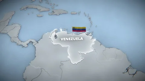 3D Map Of Venezuela Highlighted With Waving Flag Vídeos de archivo 339029059