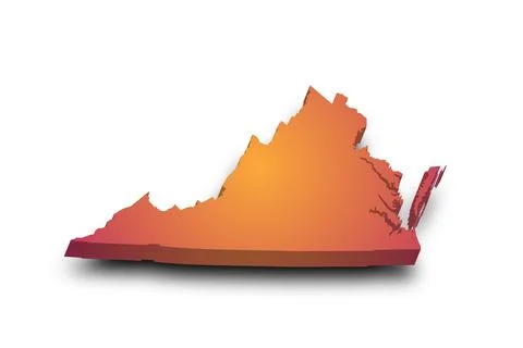 3d Map of Virginia state with color. United State of America, US, United Stat Stock Illustration