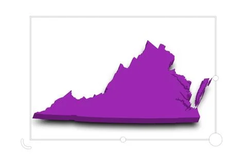 3d Map of Virginia state with color. United State of America, US, United Stat Stock Illustration