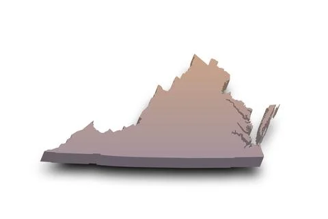 3d Map of Virginia state with color. United State of America, US, United Stat Stock Illustration