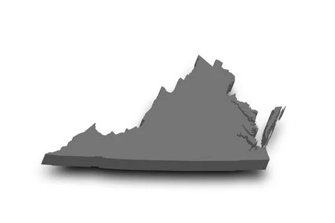 3d Map of Virginia state with color. United State of America, US, United Stat Stock Illustration