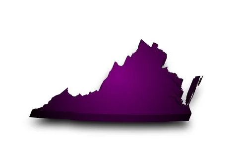 3d Map of Virginia state with color. United State of America, US, United Stat Stock Illustration