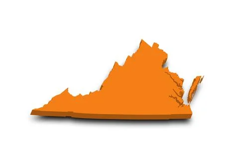 3d Map of Virginia state with color. United State of America, US, United Stat Stock Illustration