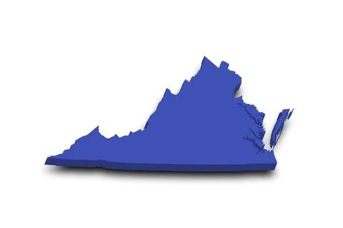 3d Map of Virginia state with color. United State of America, US, United Stat Stock Illustration