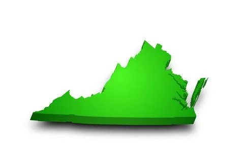 3d Map of Virginia state with color. United State of America, US, United Stat Stock Illustration