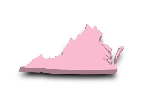 3d Map of Virginia state with color. United State of America, US, United Stat Stock Illustration