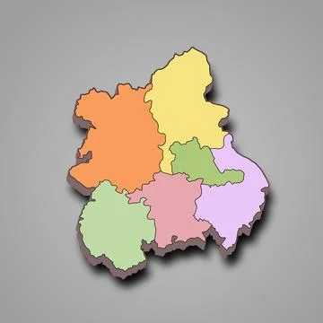 3d  map of West Midlands England is a region of England, with borders of th.. Stock Illustration