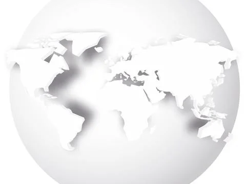 3D map of World and white globe Stock-Illustration