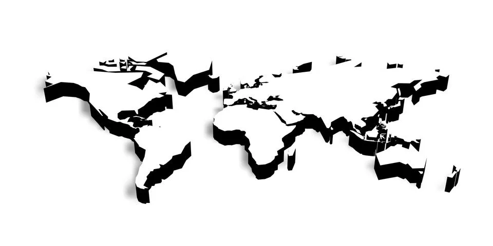 3D map of World with shadow. Vector illustration Stock Illustration