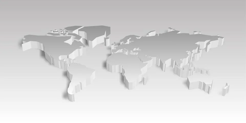 3D map of World with shadow. Vector illustration Stock Illustration