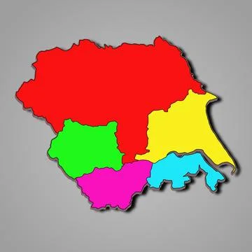 3d map of  Yorkshire and the Humber is a region of England, with borders of.. Stock Illustration