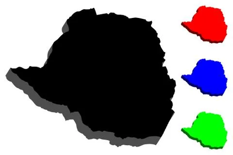 3D map of Zimbabwe Stock Illustration