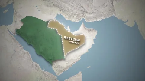 3D Map Zoom Animation Highlighting Saudi Arabia Eastern Province Stock Footage 337424393