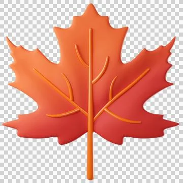 3D maple leaf icon in orange red Stock Illustration