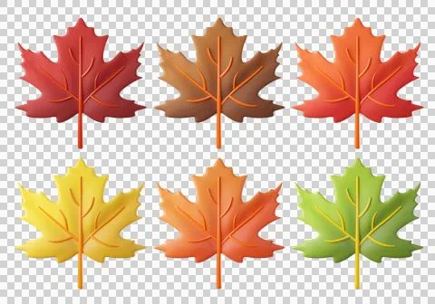 3D maple leaf icon in yellow, green and orange red Stockillustratie
