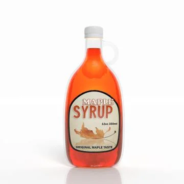 3D maple syrup transparent bottle isolated on white Stock Illustration